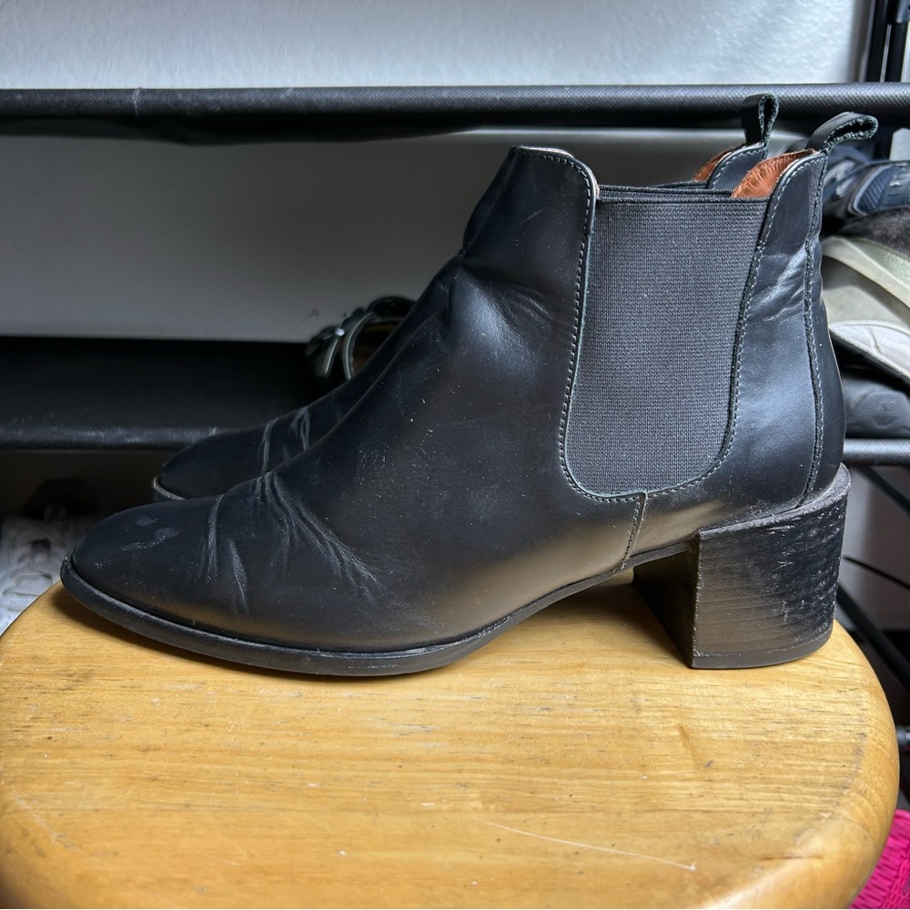 Everlane The Heels Black Leather Pointed Ankle Boots View 3